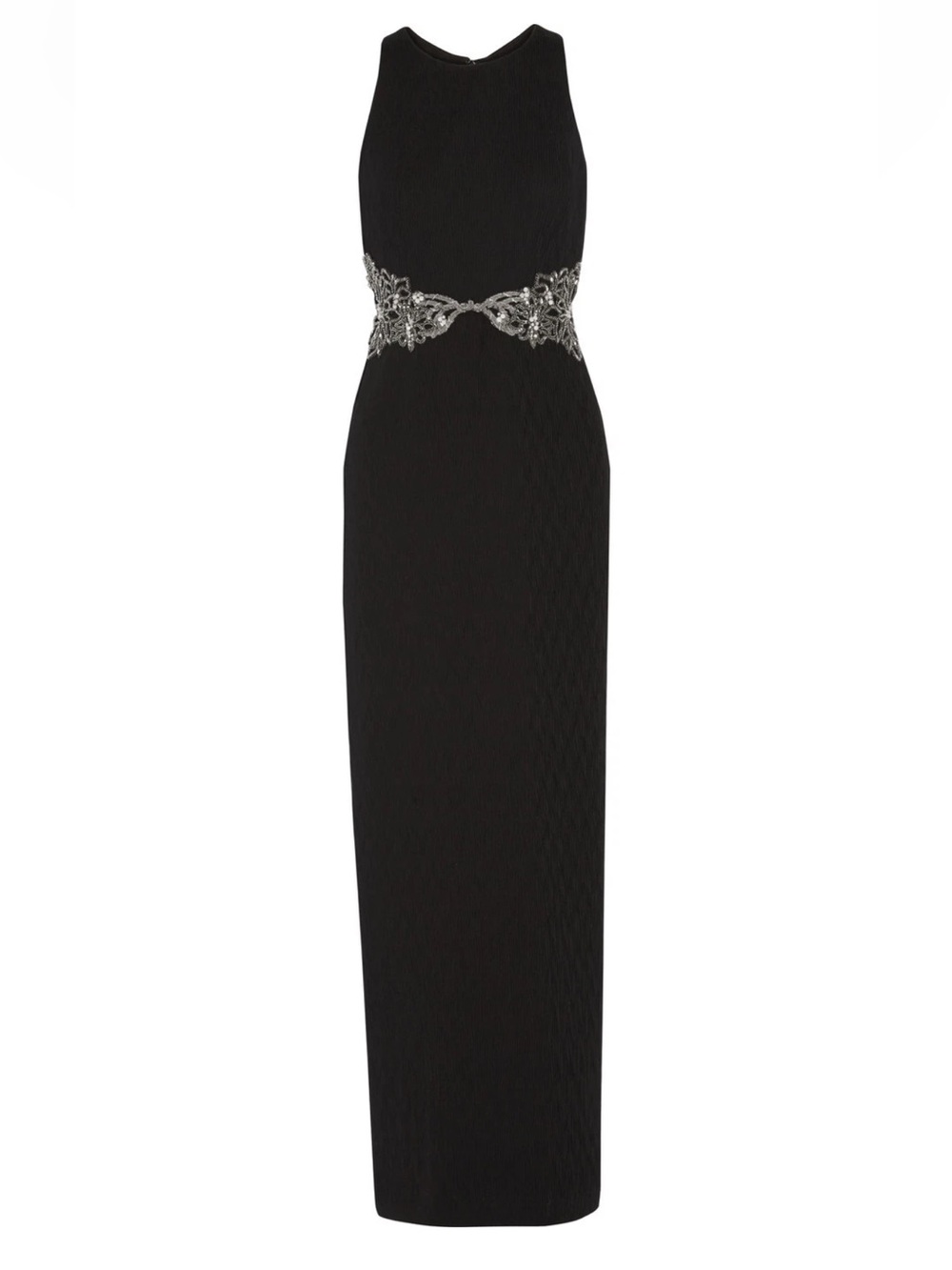 Badgley Mishka Black Pleated Embellished Formal Gown Dress Size 8
